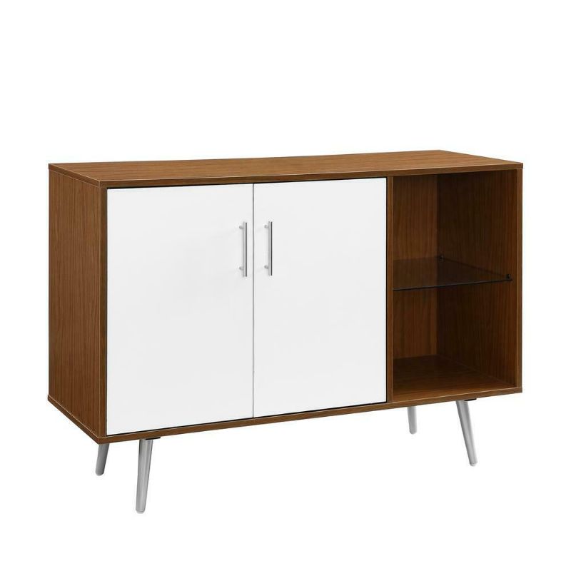 Photo 1 of 44" Mid Century Modern Asymetrical Accent Storage Console TV Stand - Pecan
