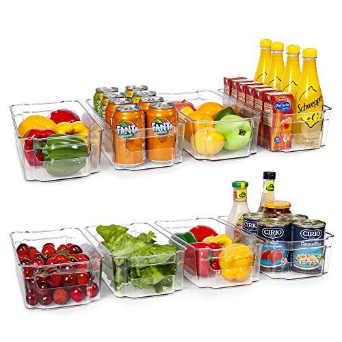 Photo 1 of HOOJO Refrigerator Organizer Bins - 8pcs Clear Plastic Bins For Fridge, Freezer, Kitchen Cabinet, Pantry Organization, BPA Free Fridge Organizer, 12.5" Long, Clear
