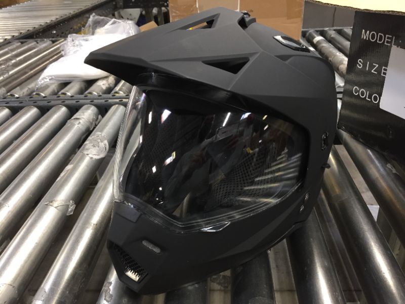 Photo 2 of 1Storm Dual Sport Motorcycle Motocross Off Road Full Face Helmet Dual Visor Matt Black, Size Medium (55-56 CM 21.7/22.0 Inch) MEDIUM