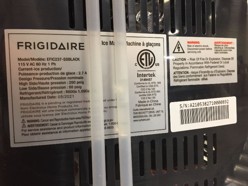 Photo 4 of  FRIGIDAIRE EFIC237-SSBLACK EFIC237 Countertop Crunchy Chewable Nugget Ice Maker, 44lbs per Day, Black Stainless
