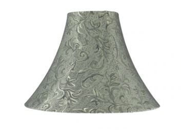 Photo 1 of # 30081 TRANSITIONAL BELL SHAPE SPIDER CONSTRUCTION LAMP SHADE IN GREEN FABRIC WITH LEAF DESIGN, 16" WIDE (6" X 16" X 12")
