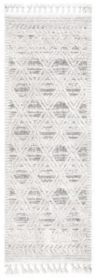 Photo 1 of Ansley Textured Lattice Tassel Beige 2 ft. x 6 ft. Runner Rug
