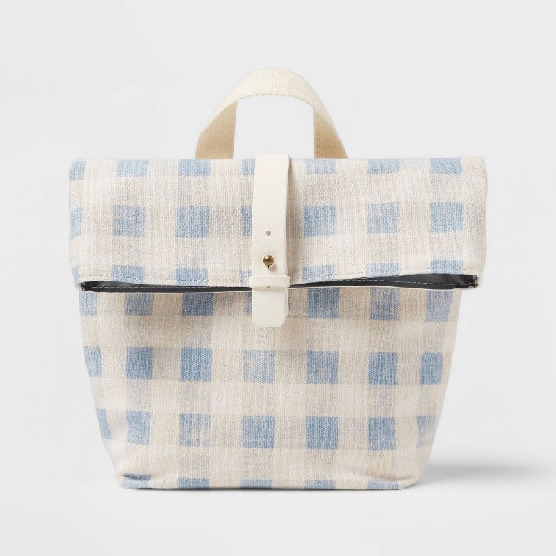 Photo 1 of  Printed Roll Top Lunch Bag Blue Gingham - Threshold