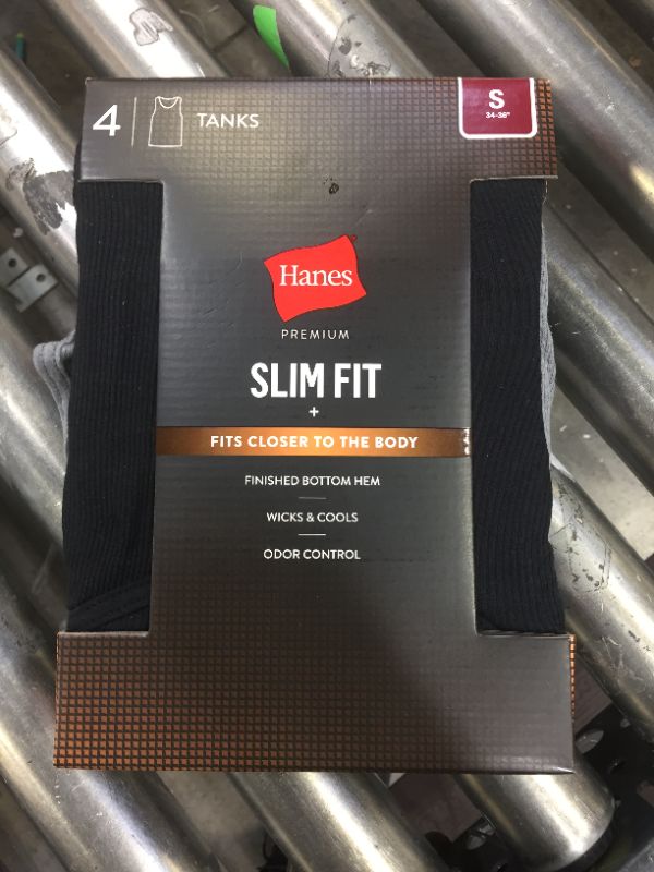 Photo 2 of  Hanes Premium Black Label Men's Slim Fit Tank Undershirt 4pk - S