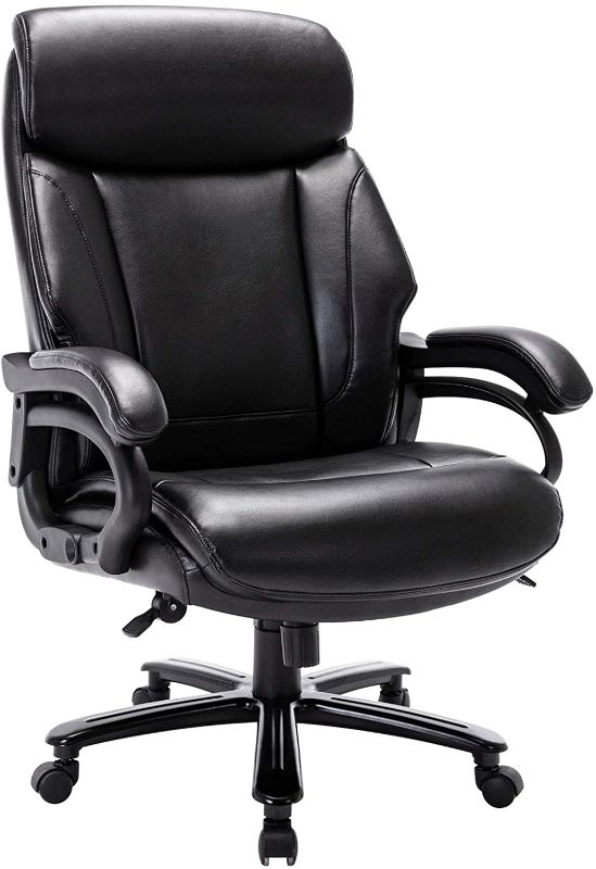 Photo 1 of High Back Big and Tall 400lb Bonded Leather Office Chair Large Executive Desk Computer Swivel Chair - Heavy Duty Metal Base