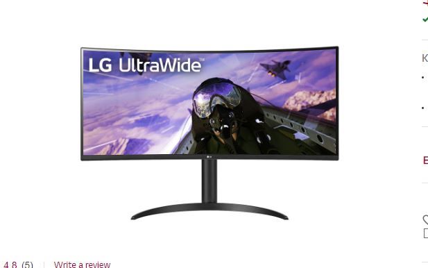 Photo 1 of 34'' Curved UltraWide QHD HDR FreeSync™ Premium Monitor with 160Hz Refresh Rate
