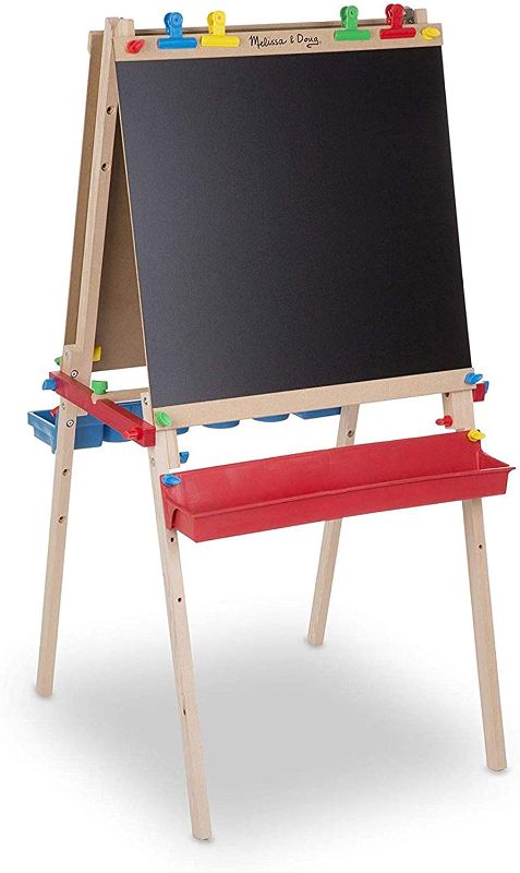 Photo 1 of Melissa & Doug Deluxe Standing Art Easel - Dry-Erase Board, Chalkboard, Paper Roller
