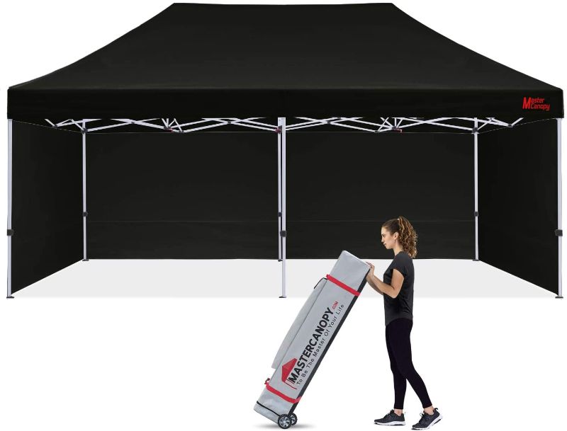 Photo 1 of MASTERCANOPY Durable Pop-up Canopy Tent 10x20 Heavy Duty Instant Canopy with Sidewalls (Black)