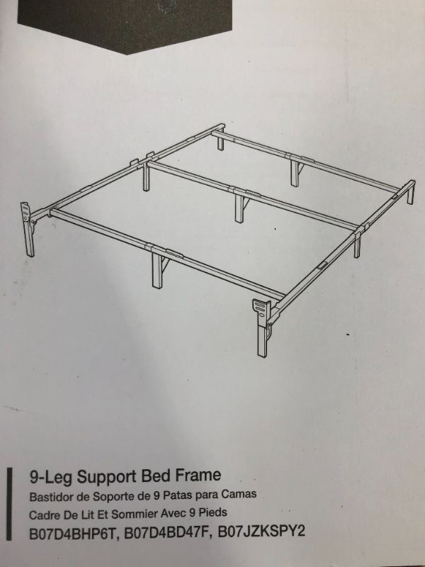 Photo 3 of Amazon Basics Metal Bed Frame, 9-Leg Base for Box Spring and Mattress - King, 79.6 x 76-Inches, Tool-Free Easy Assembly
(( OPEN BOX ))