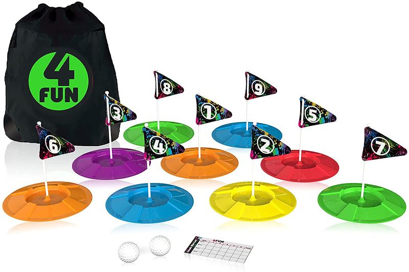 Photo 1 of 4Fun Mini Golf Set - Indoor Mini-Golf 9 Hole Course - Putt-Putt Golf Set - Includes 9- Holes, 2 Colorful LED Golf Balls, and Scorecard - Great for All Ages!