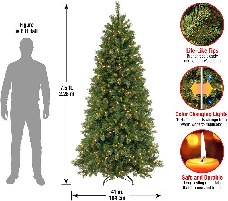 Photo 1 of National Tree Company Pre-lit Artificial Christmas Tree | Includes Pre-strung Multi-Color LED Lights and Stand | Lehigh Valley Pine Slim - 7.5 ft
(( OPEN BOX ))
** MISSING ACCESSORIES **