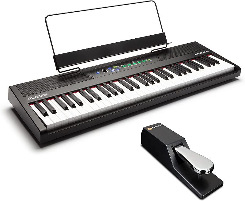 Photo 1 of Digital Piano Bundle - Electric Keyboard with 61 Semi Weighted Keys, Built-In Speakers and Sustain Pedal – Alesis Recital 61 and M-Audio SP-2