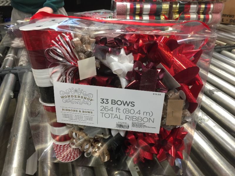 Photo 2 of 39ct Christmas Bow & Ribbon Kit Red/Kraft - Wondershop™
