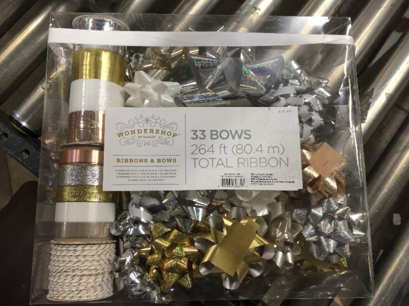 Photo 2 of 39ct Christmas Bow & Ribbon Kit Silver/Blush - Wondershop™
