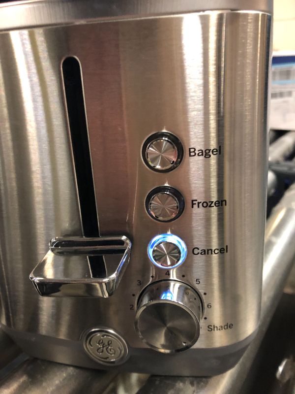 Photo 1 of GE Stainless Steel Toaster | 2 Slice | Extra Wide Slots for Toasting Bagels, Breads, Waffles & More | 7 Shade Options for the Entire Household to Enjoy | Countertop Kitchen Essentials | 850 Watts
