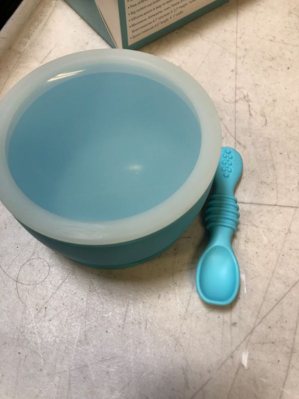 Photo 4 of AVYV Baby Suction Bowl Set - Silicone Feeding Plate with Non-Slip Grip Base and Round Edge - First-Stage Eating Dinnerware Utensils for Infants and Toddlers - Non-BPA (Sky Blue)

