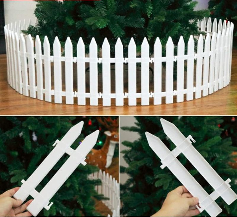 Photo 1 of 30Pcs Christmas Tree Picket Fence White Plastic Christmas Tree Fence DIY Mini Plastic Decorative Fences for Christmas Wedding Garden Home Fairy Party
