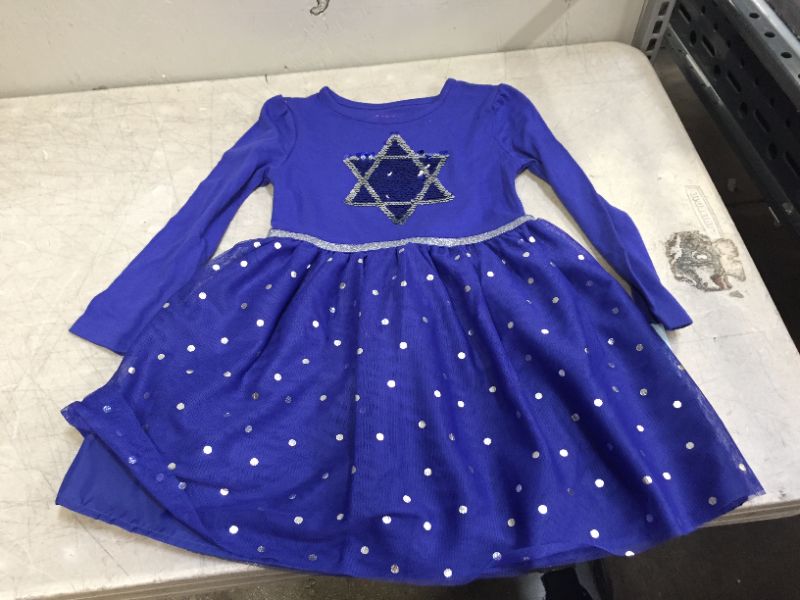 Photo 2 of Girls' Hanukkah Star of David Long Sleeve Dress - Cat & Jack™ Blue
