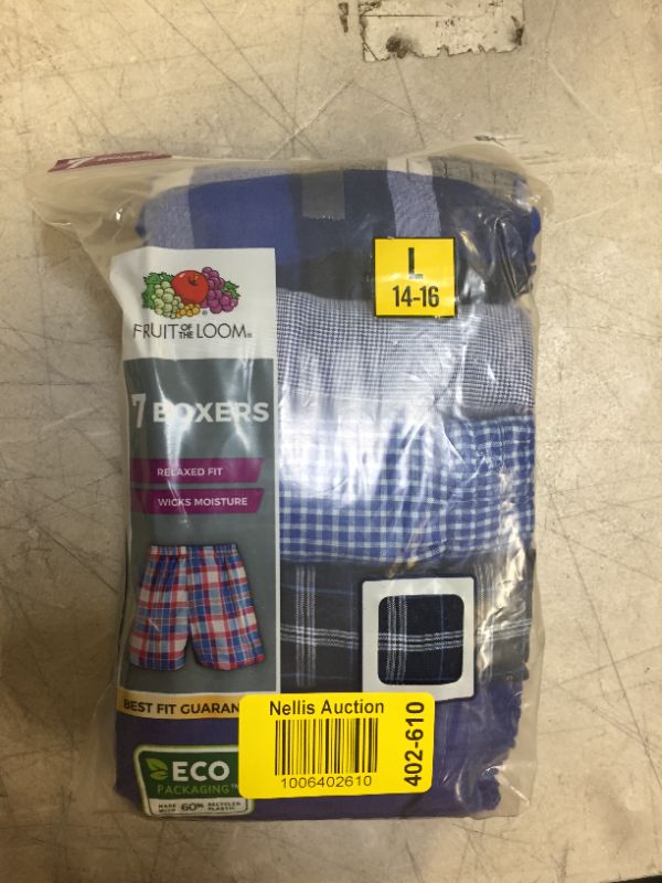 Photo 1 of Fruit of the Loom Boys' Woven Boxer Large 14-16 7pack 