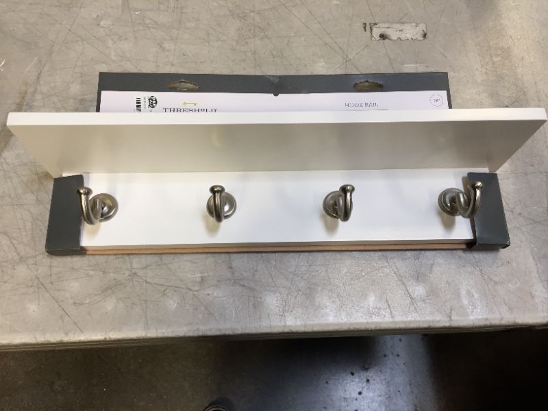 Photo 1 of 18" Hennepin Hook Rack with Ledge - White/Satin Nickel - Threshold™
