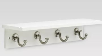 Photo 4 of 18" Hennepin Hook Rack with Ledge - White/Satin Nickel - Threshold™
