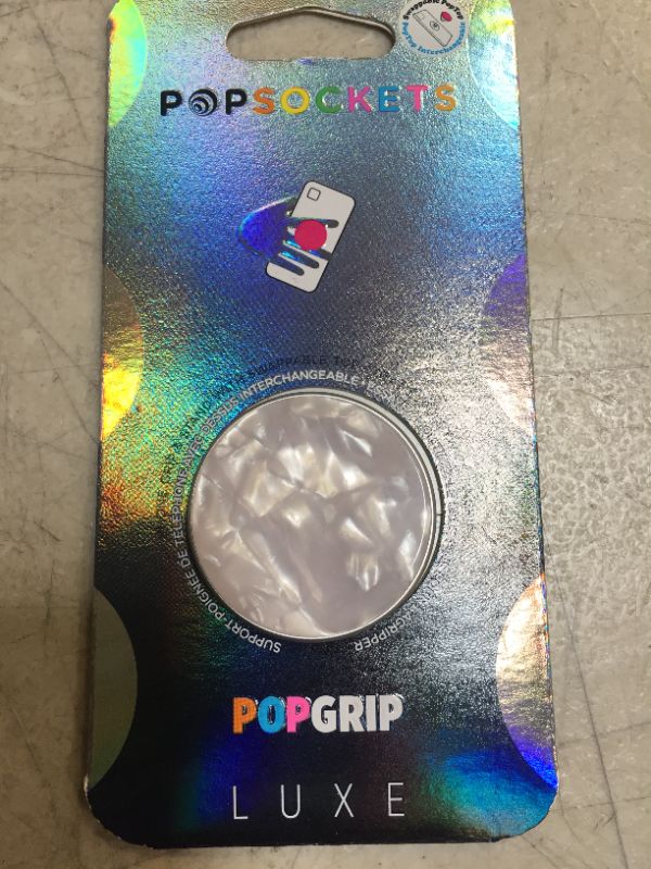 Photo 1 of PopSockets: PopGrip Expanding Stand and Grip with a Swappable Top for Phones & Tablets - Acetate Pearl White
