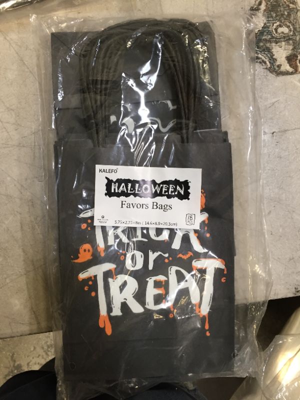 Photo 2 of 16Pcs Halloween Party Supplies Trick or Treat Paper Bags Glow in the Dark