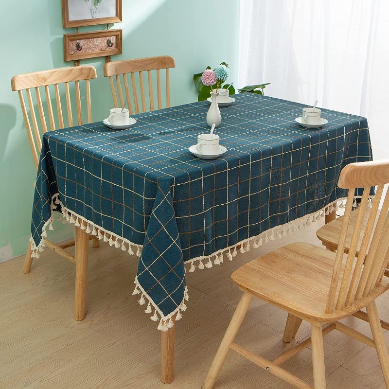 Photo 3 of Blue Farmhouse Tablecloth 55Wx84L, 6-8Seats