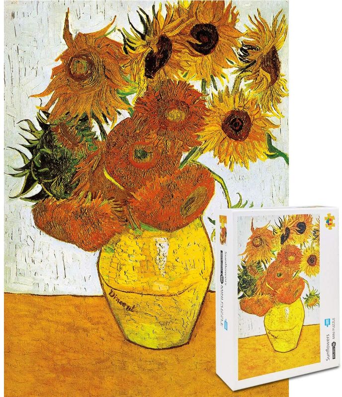 Photo 1 of 1000 Piece Jigsaw Puzzle for Adults,World Famous Painting Mini Jigsaw Puzzle,Finished Size:16.5 X11.7 Inches (Sunflower)
