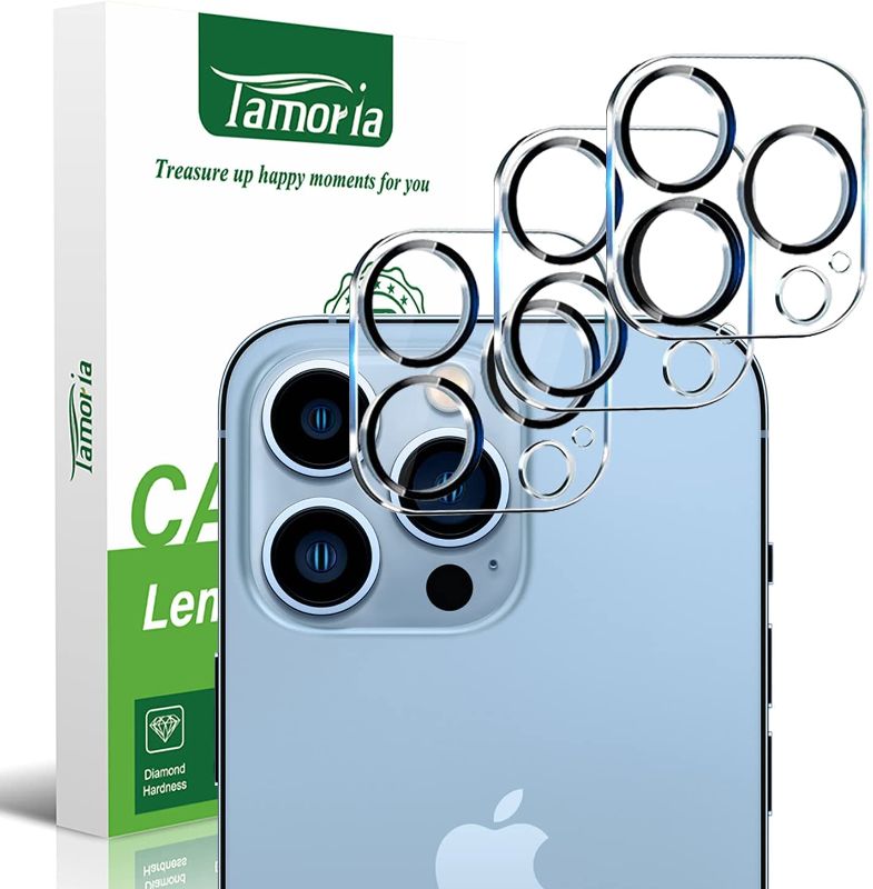 Photo 1 of [3 Pack] Tamoria Camera Lens Protector Compatible for iPhone 13 Pro Max 6.7-inch & iPhone 13 Pro 6.1 Inch Camera Cover Premium 9H Tempered Glass [Anti-Scratch]99.99% Transparency with Black Circle
