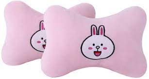 Photo 1 of 2Pcs Car Headrest Pillow, Cartoon Car Neck Pillow, Comfortable Soft Car Seat Pillow, Head Rest Cushion, Universal Headrest Pillow for Travelling and Home(Pink) 