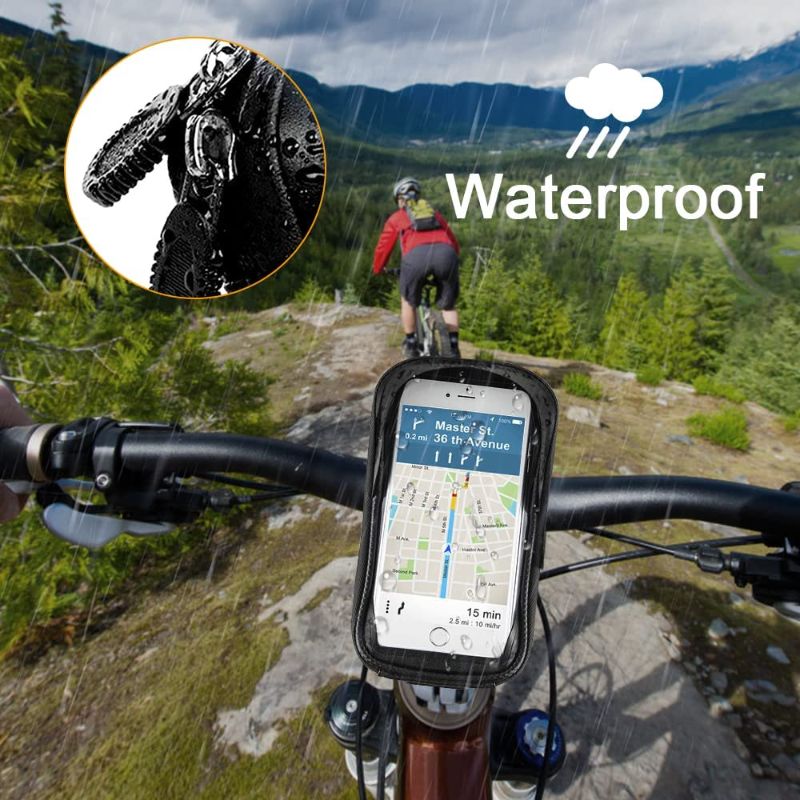 Photo 1 of Bike Bicycle Phone Mount Bags - Waterproof Front Frame Top Tube Handlebar Bags with Touch Screen Phone Holder Case Sports Bicycle Bike Storage Bag Cycling 