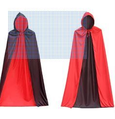 Photo 1 of Aophire Halloween Cloak Vampire Cape Unisex Christmas Hooded Cape Black and Red Reversible Masquerade Cloak
