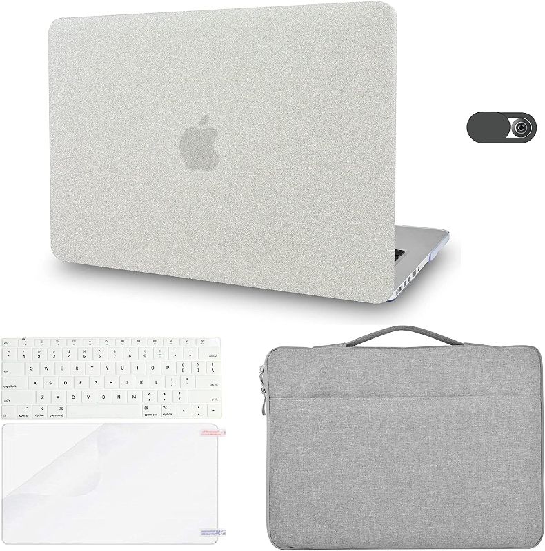 Photo 1 of  KECC Compatible with MacBook Pro 13 inch Case A2159 A1989 A1706 A1708 Touch Bar Plastic Hard Shell + Keyboard Cover + Sleeve Bag+ Screen Protector + Webcam Cover (Pearl White Sparkling)
