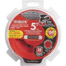 Photo 1 of 5 in. 150-Grit Universal Hole Random Orbital Sanding Disc with Hook and Lock Backing (50-Pack)