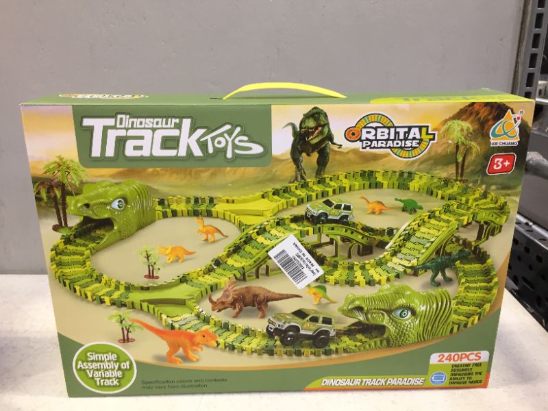 Photo 4 of Kids Dinosaur Track Set, Children Changeable DIY Construction Toys with Electric Car Tree Bridge