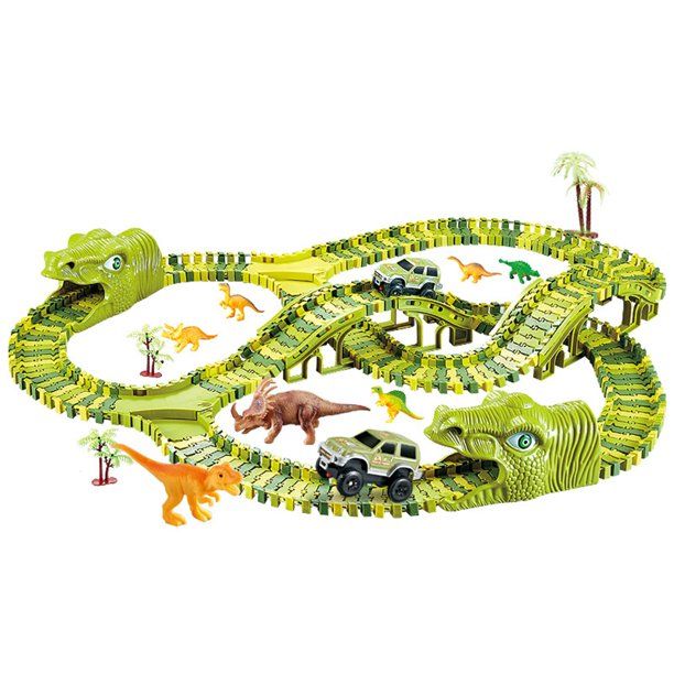 Photo 1 of Kids Dinosaur Track Set, Children Changeable DIY Construction Toys with Electric Car Tree Bridge