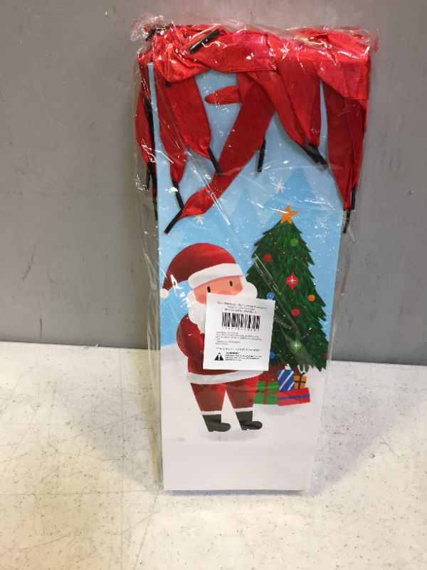 Photo 3 of Bright Creations 12 Pack Christmas Santa Wine Gift Bags with Tissue Paper