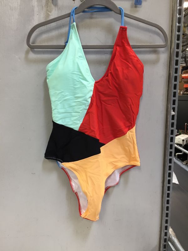 Photo 2 of Colorblocked V-Neck One Piece Swimsuit
