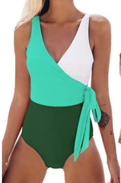 Photo 1 of Cupshe One Piece Front Tie Color Block Swimsuit Women’s Size XL
