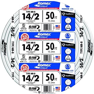 Photo 1 of Southwire 28827422 50' 14/2 with ground Romex brand SIMpull residential indoor electrical wire type NM-B, White