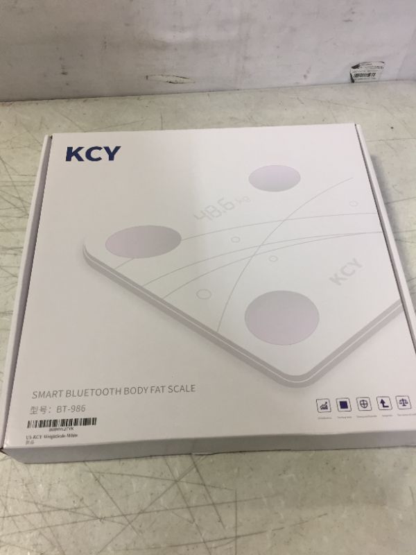 Photo 2 of KCY Bluetooth Body Fat Scale,Smart Wireless Bathroom Scale for Body Weight,LED Digital Weighing Percentage Scale,BMI,BMR 15 Key Body Composition Monitor Health Analyzer with Smartphone App Sync,White