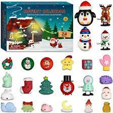 Photo 1 of 2021 Advent Calendar Kids Christmas Countdown Calendar 24 Days Mochi Squichy Toys Pull Back Cars Wind Up Toys Christmas Erasers Christmas Party Favors for Girls Boys