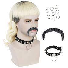 Photo 1 of EBINGOO BLONDE WIG WITH NAMGS 8 EARINGS 1 MUSTACHE 1 BLACK CHOKER FOR MEN