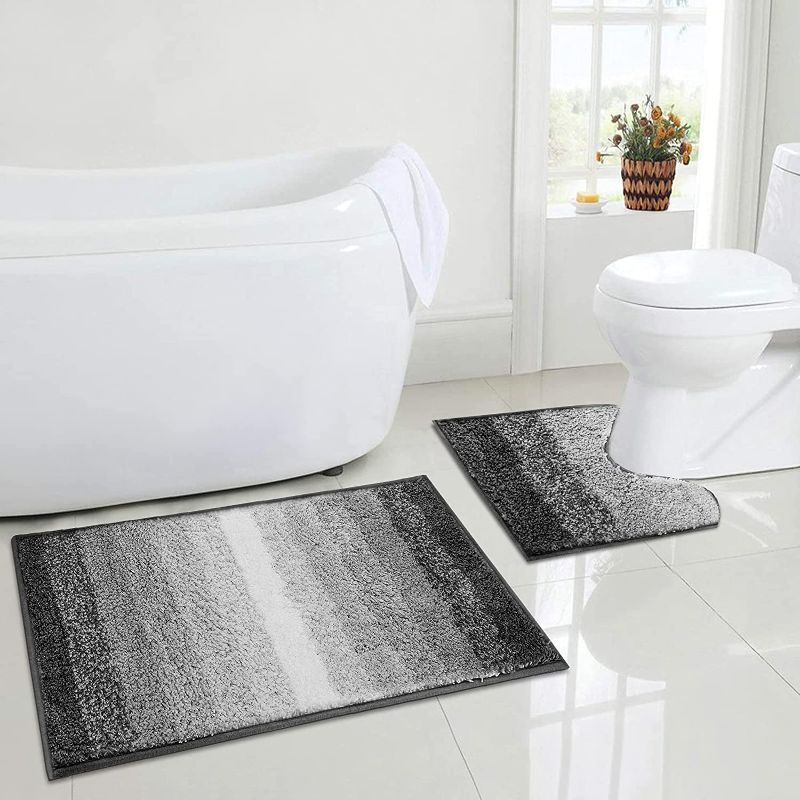 Photo 1 of Bathroom Rugs and Mats Sets, Bath Mats for Bathroom, Non-Slip Soft Thickness Shaggy Water Absorbent Shower Carpet Rug, Machine Washable Quick Dry Ultra Shaggy Bath Rugs for Tub, Bathroom, and Shower	32” * 20” + 20 *20”