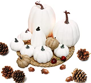 Photo 1 of AOLIGE 12 PCS White Pumpkins Decoration Fall Harvest Assorted Fake Pumpkins for Halloween Thanksgiving PUMPKINS ONLY