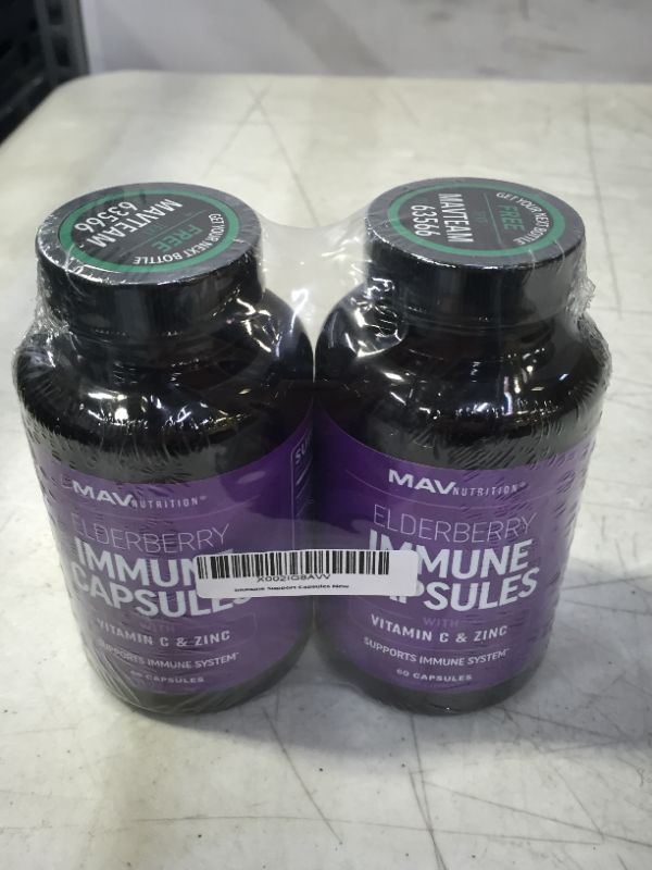 Photo 1 of 2 PACK ELDERBERRY IMMUNE SYSTEM CAPSULES 60 CAPSULES IN EACH BOTTLE EXP FEB 2022