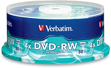 Photo 1 of Verbatim DVD-RW 4.7GB 4X with Branded Surface - 30pk Spindle, BLUE/GRAY - 95179