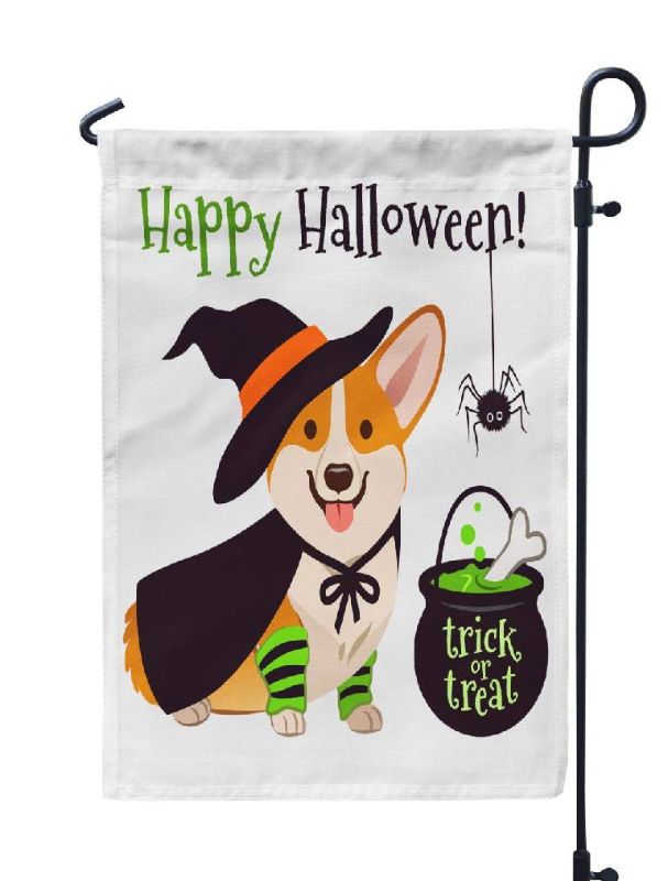 Photo 1 of 3 Pack Happy Halloween Flag, Corgi, Green