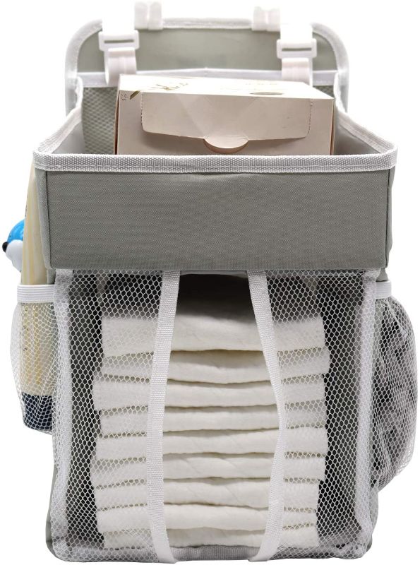 Photo 1 of Cenland Changing Table Organizer,Hanging Diaper Caddy Organizer for Changing Table,Baby Nursery Organizer,Diaper Holder for Crib (Grey)
